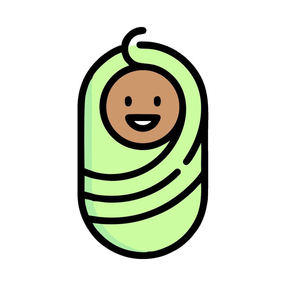 a cartoon baby wrapped in a green blanket vector