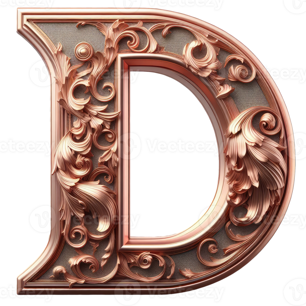 The letter d is made of copper and has a swirl pattern png