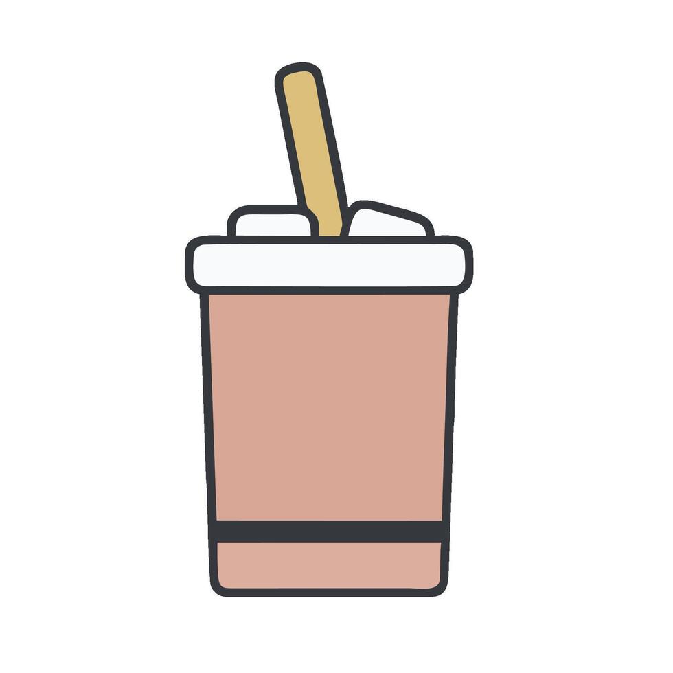 coffee drink icon with a straw and a cup vector