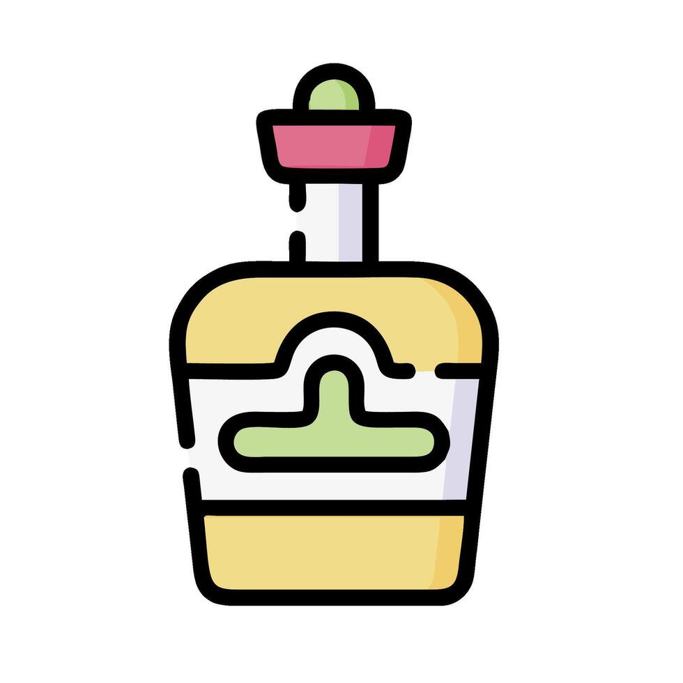 a bottle of tequila with a green cap vector