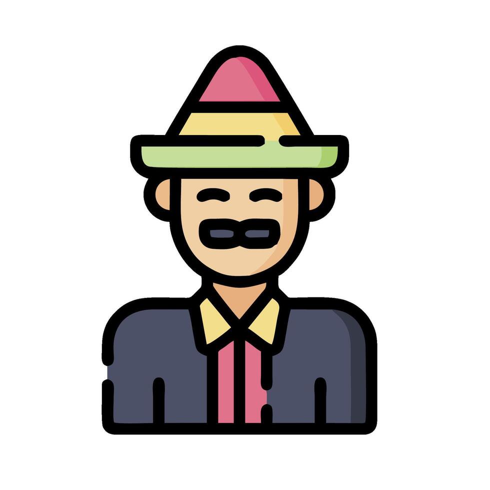 mexican man with hat and mustache icon vector