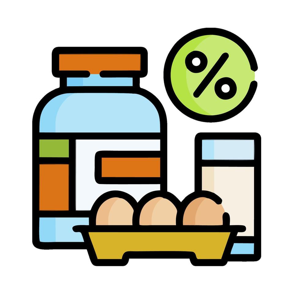 a bottle of milk, eggs and a glass of milk vector