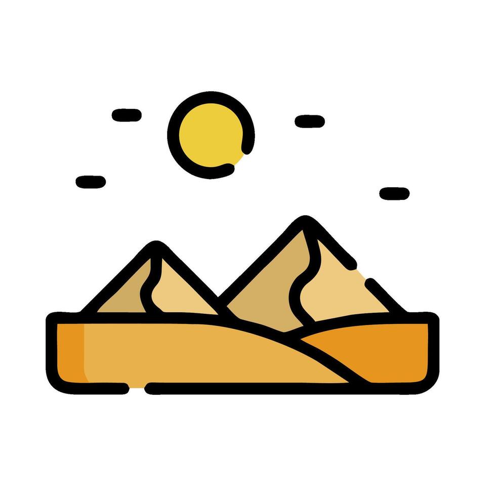 egyptian pyramids icon, line art illustration vector