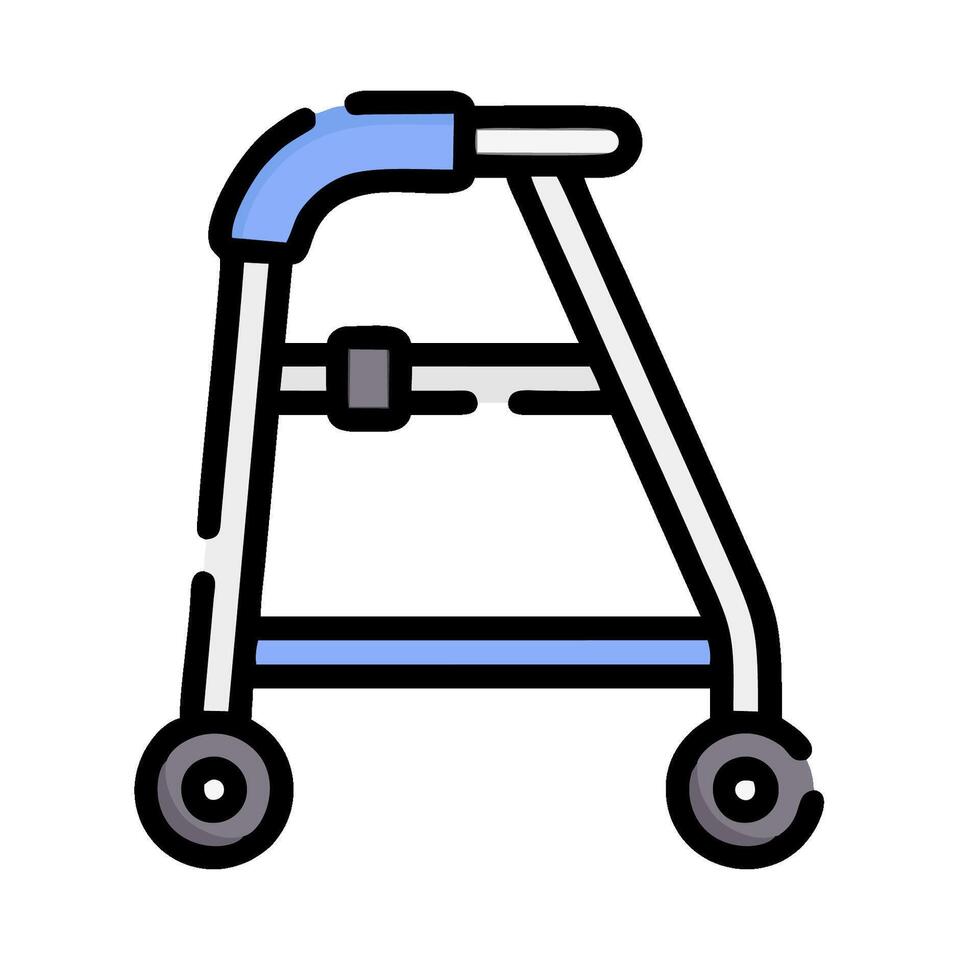 a blue walker with wheels on the bottom vector