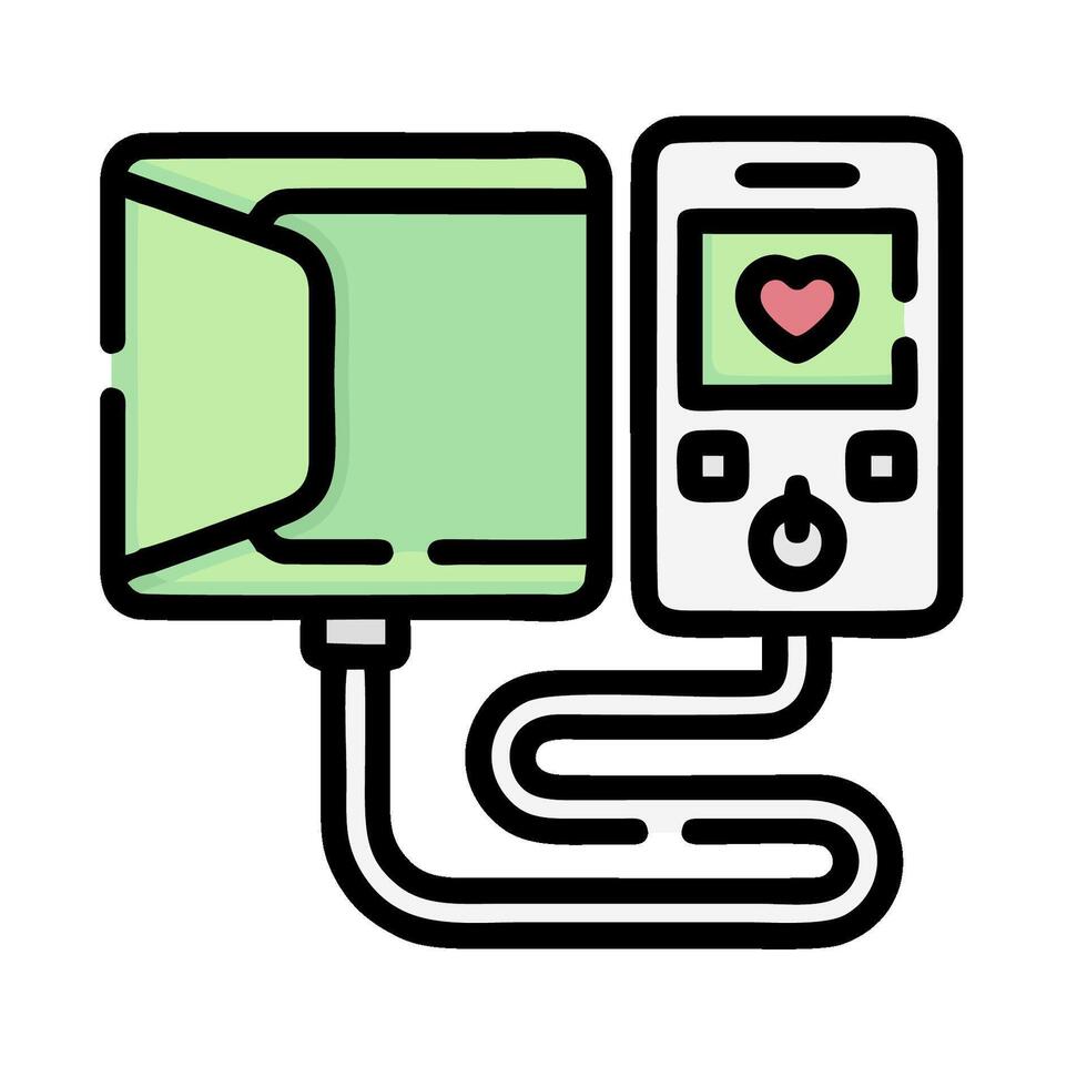a phone and a heart monitor connected to a power cord vector