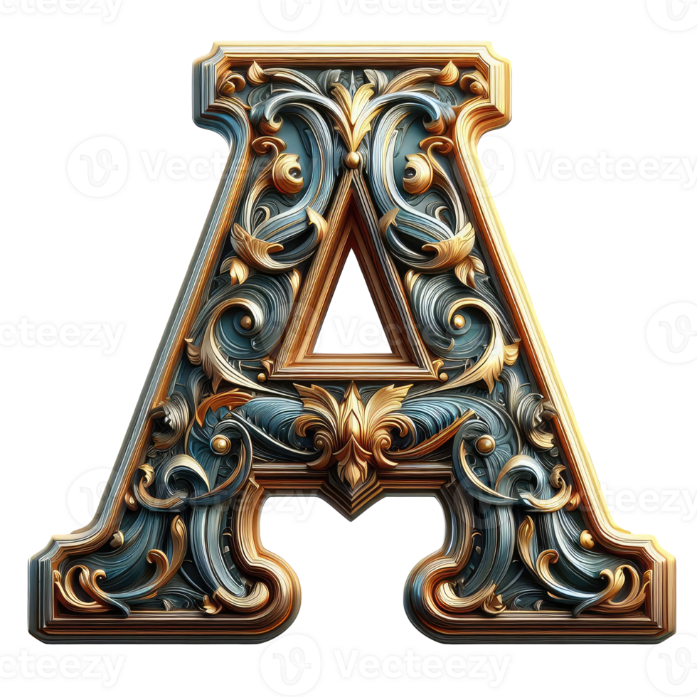 The letter a is made of gold and blue png