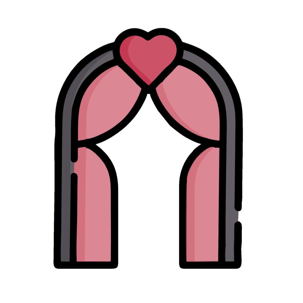 a pink arch with a heart in the middle vector