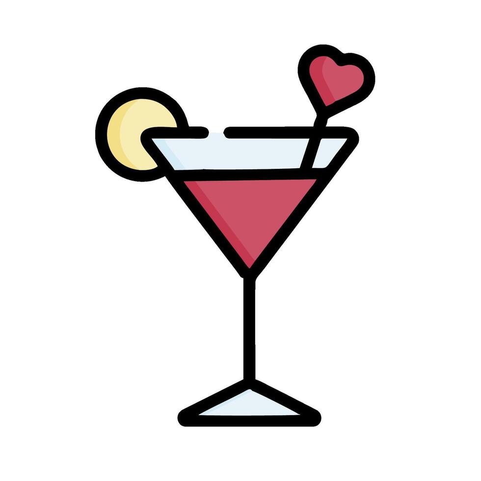 a martini with a heart on the side vector