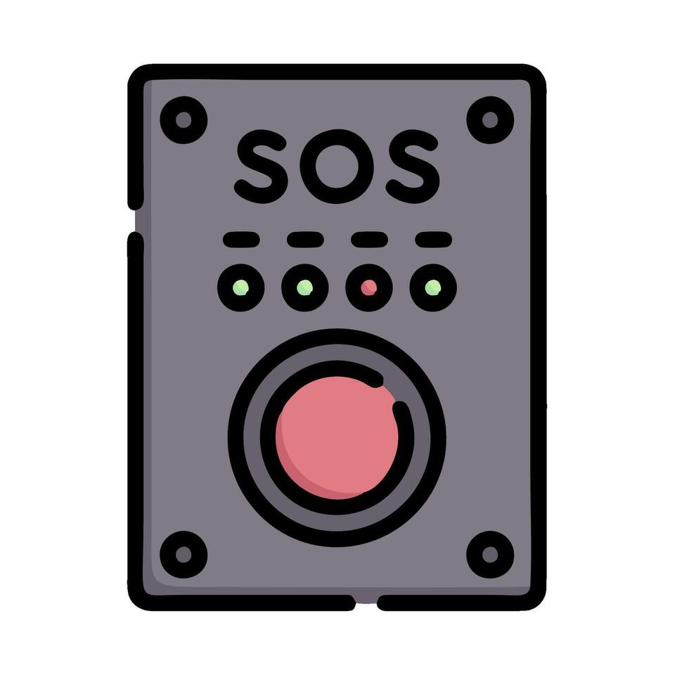 a black and gray button with the word sos on it vector
