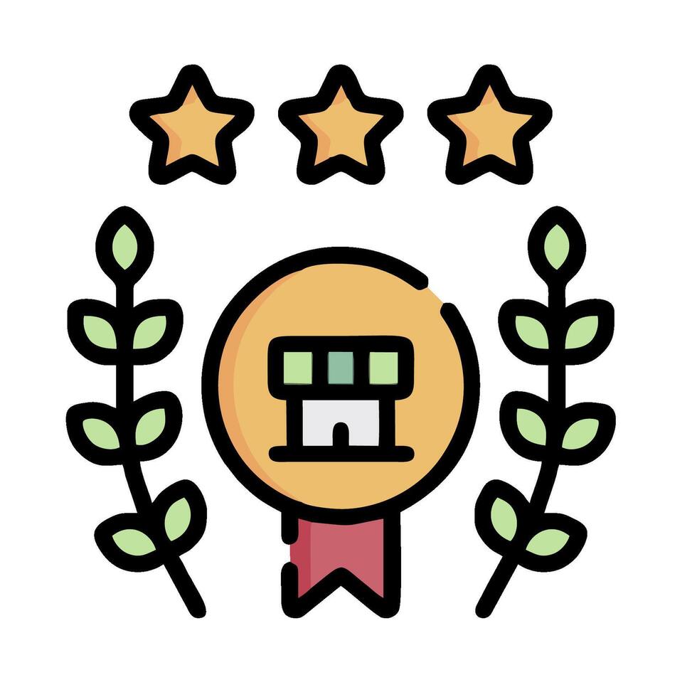 a star and a house icon with five stars vector