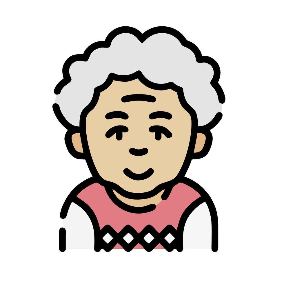 an old woman with a pink sweater and a white hair vector