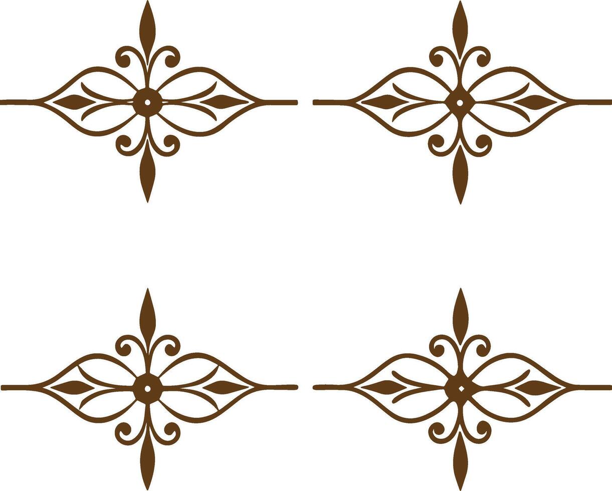Four decorative designs in brown and white vector