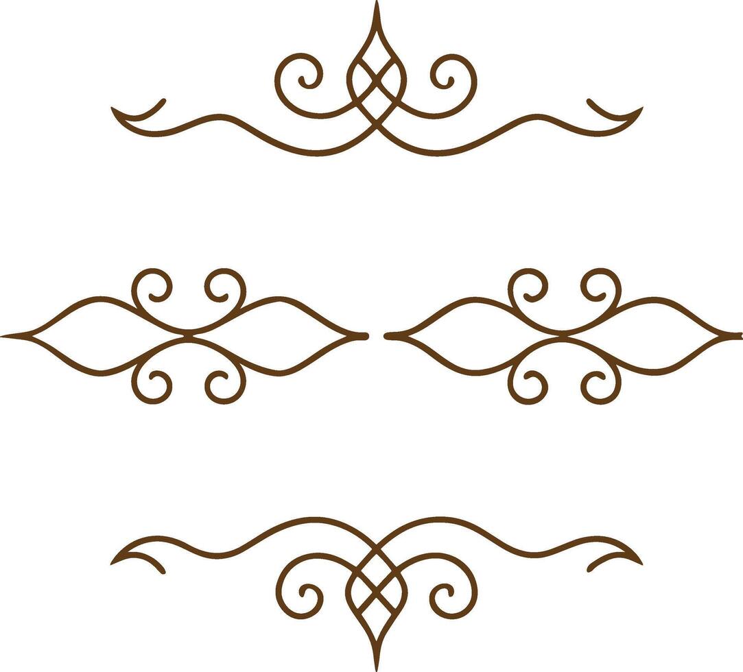 A set of decorative elements in brown vector