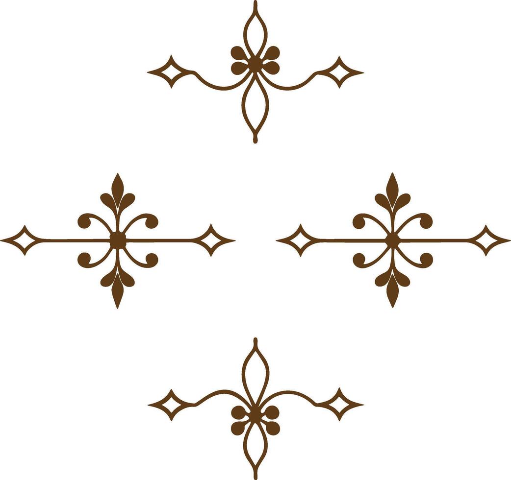 Four decorative designs in brown and white vector