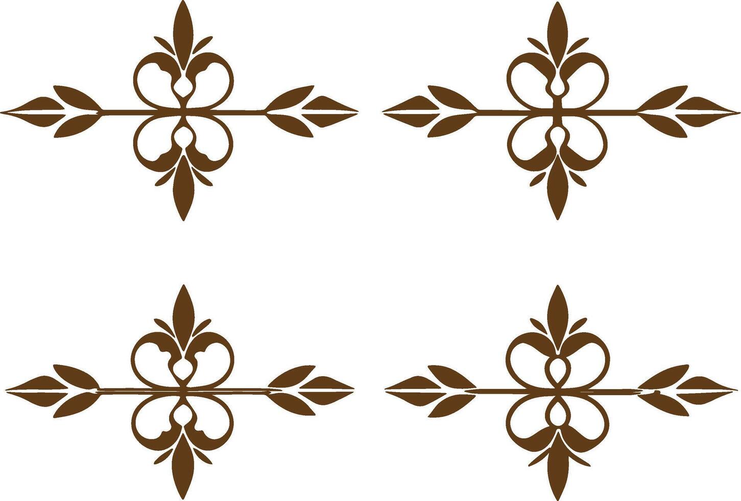 Four decorative designs in brown and white vector