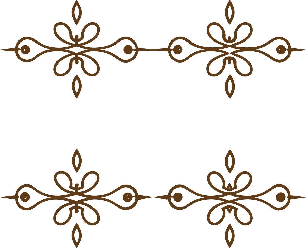 A set of decorative ornamental borders in brown vector