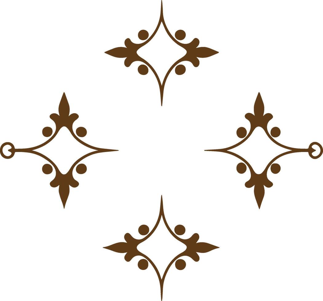 Four decorative designs in brown and white vector