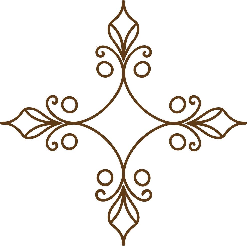 A cross with ornate design in brown vector
