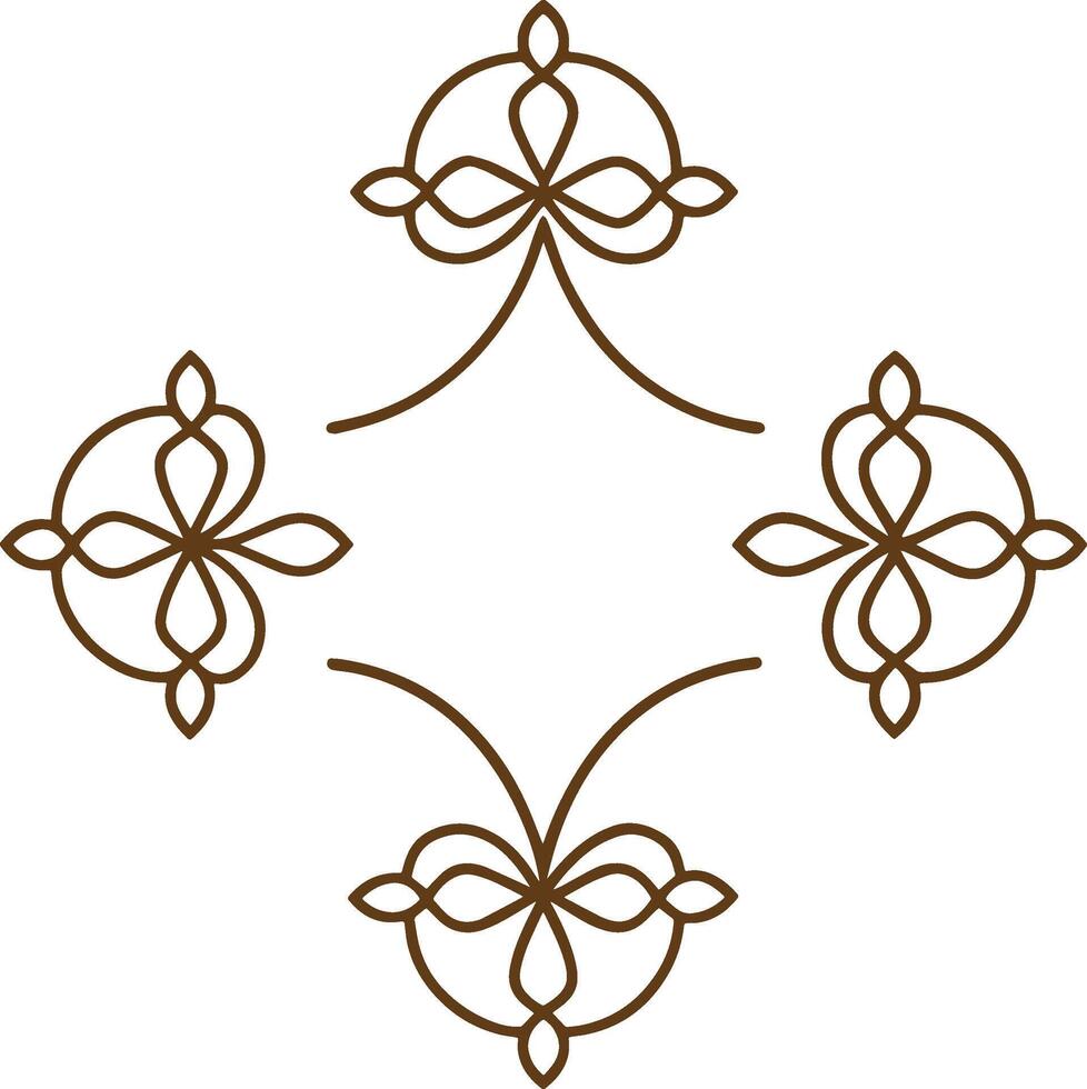 A decorative design with four flowers vector