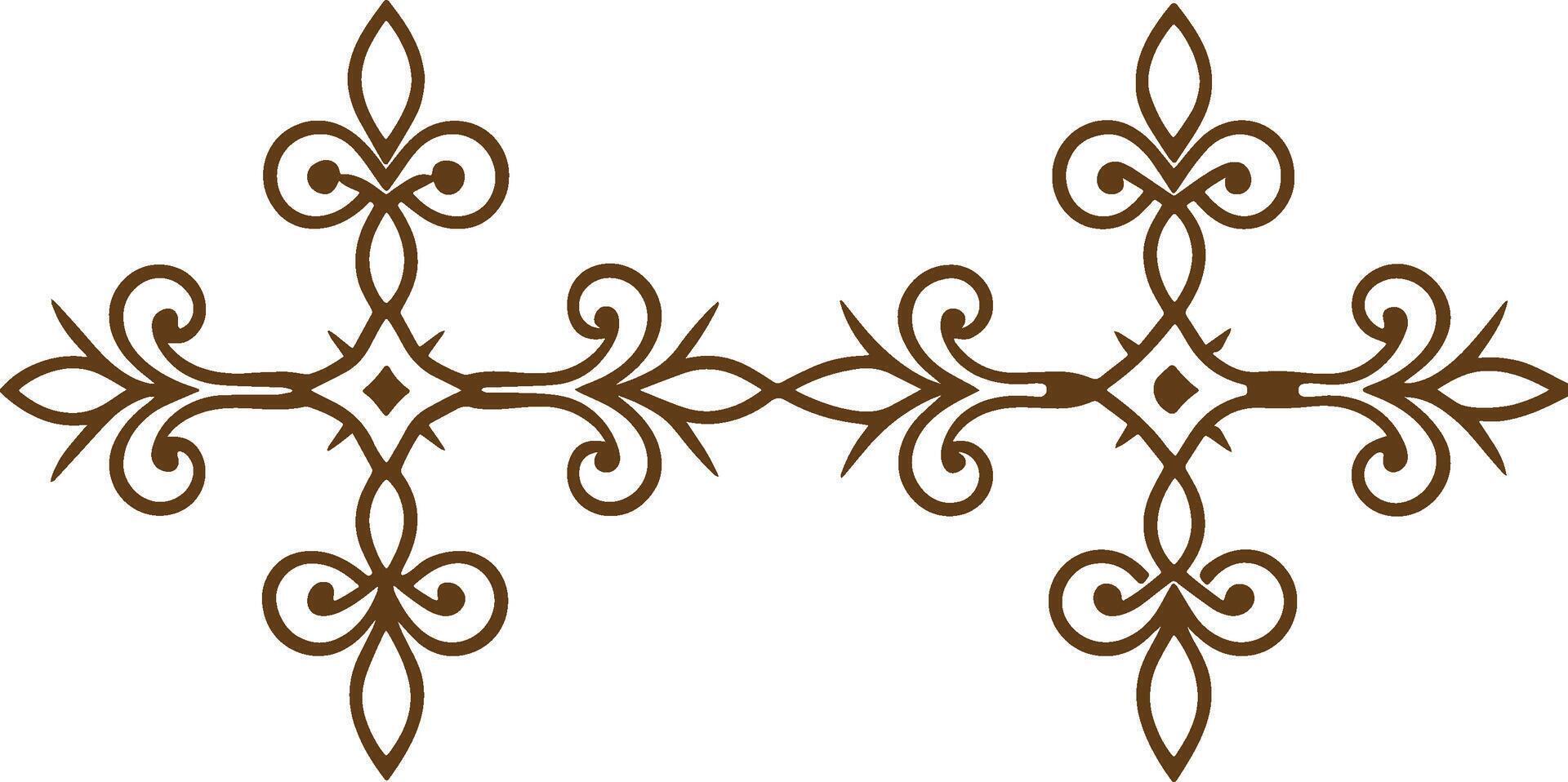 Two ornate crosses with swirls on a white background vector