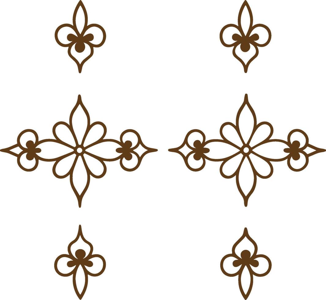 Four decorative designs in brown and white vector