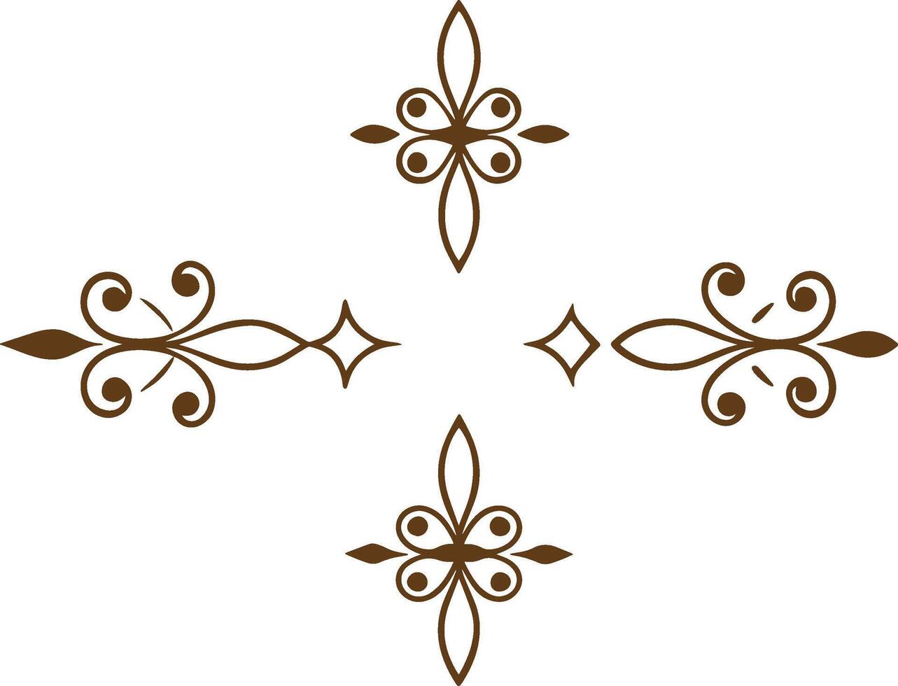 Four decorative designs in brown and white vector