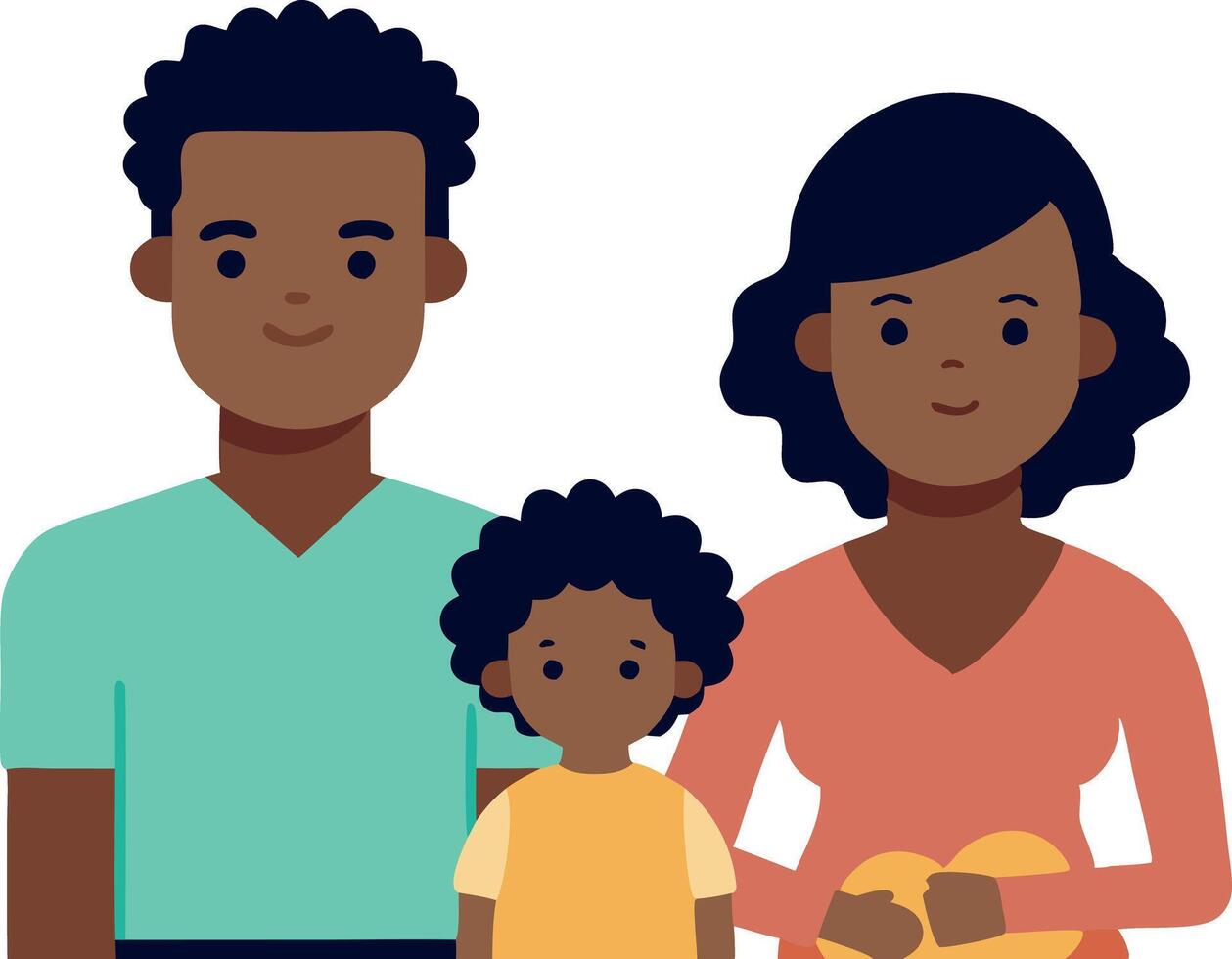 Illustration of a happy family with parents and a child standing together vector