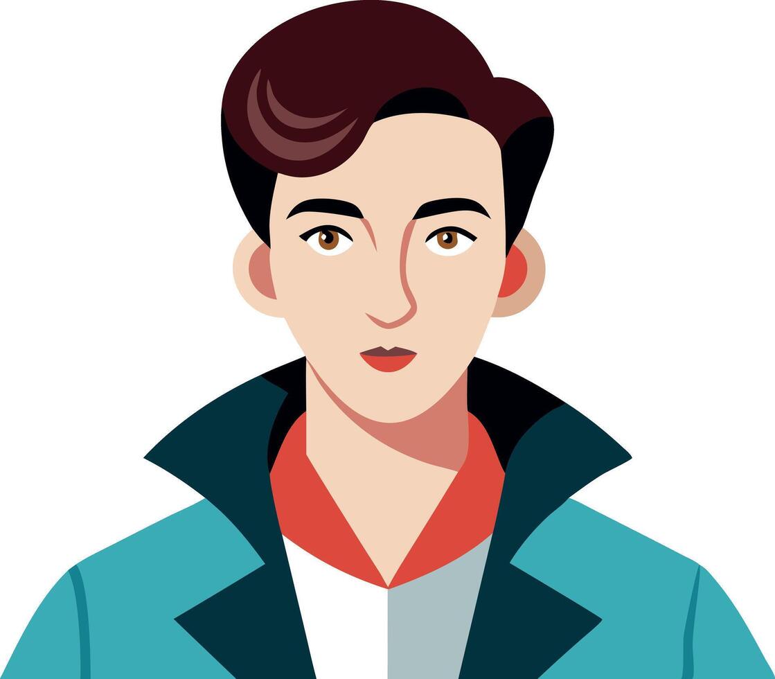 Illustration of a young man with stylish haircut and trendy attire on white background vector