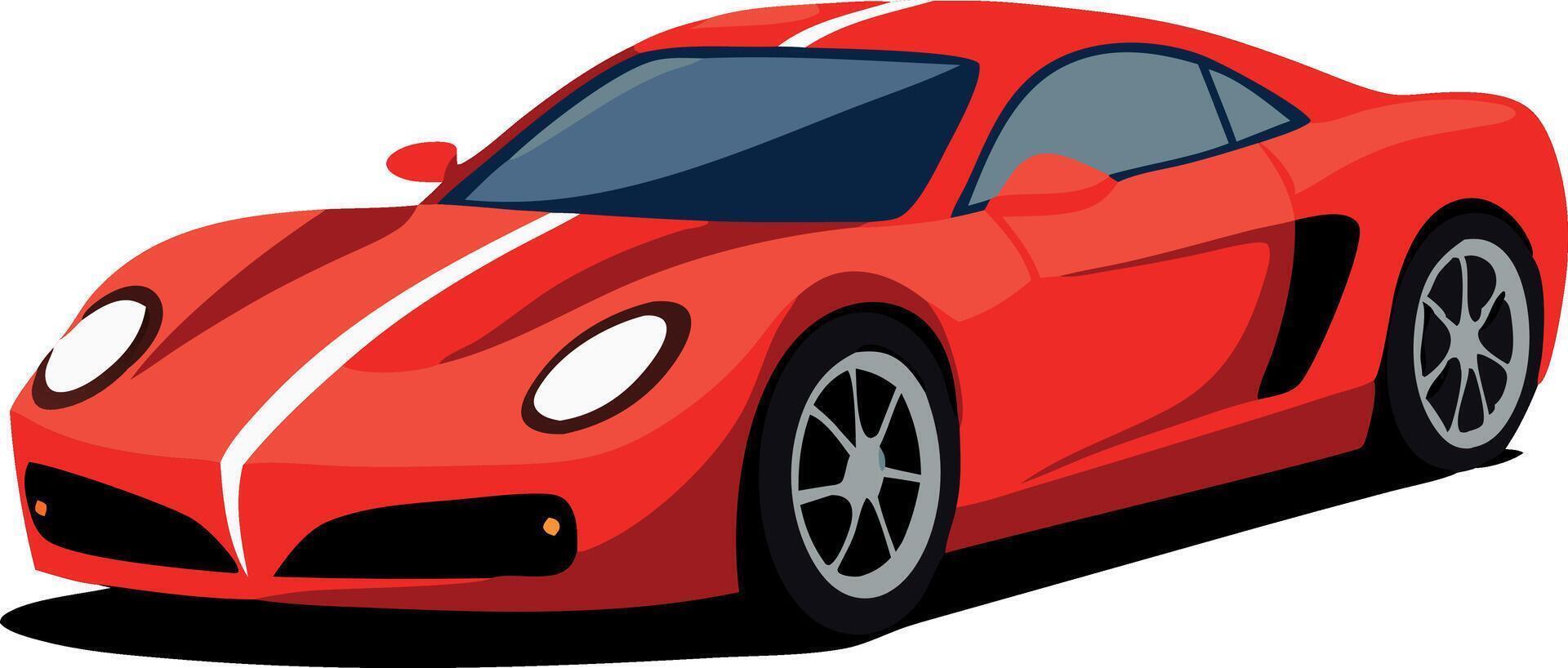 Red sports car illustrated from the side vector