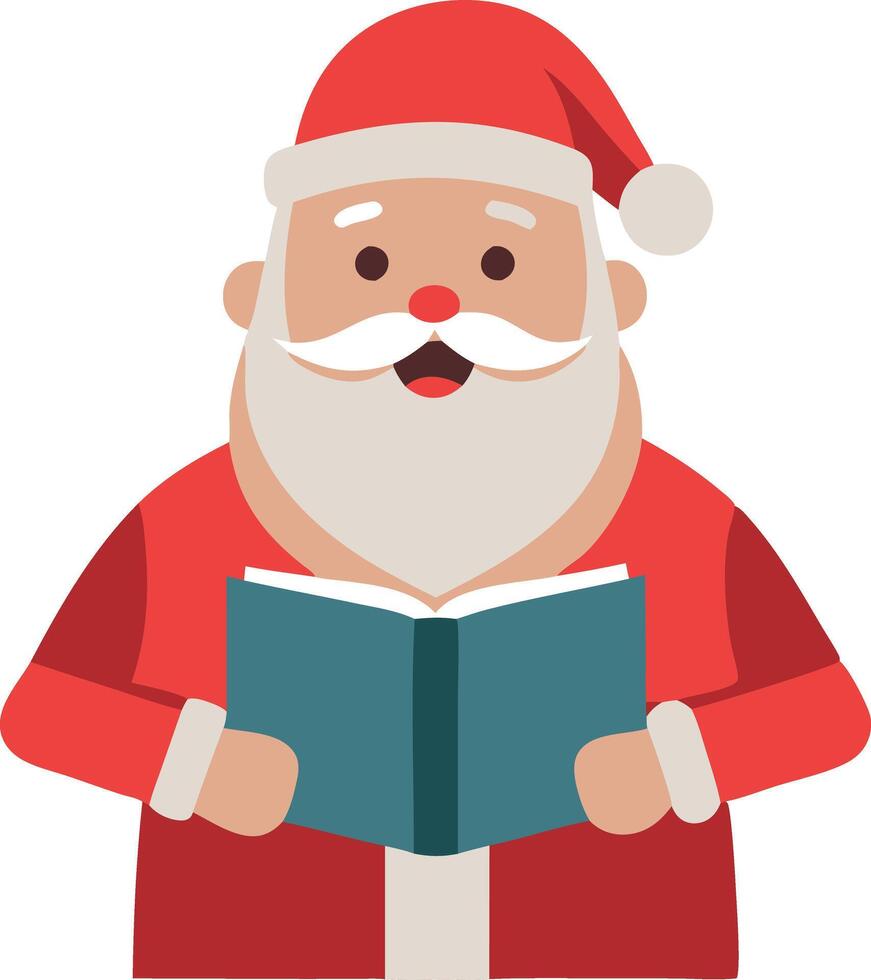 Santa Claus reading a book, bringing Christmas cheer and joy vector