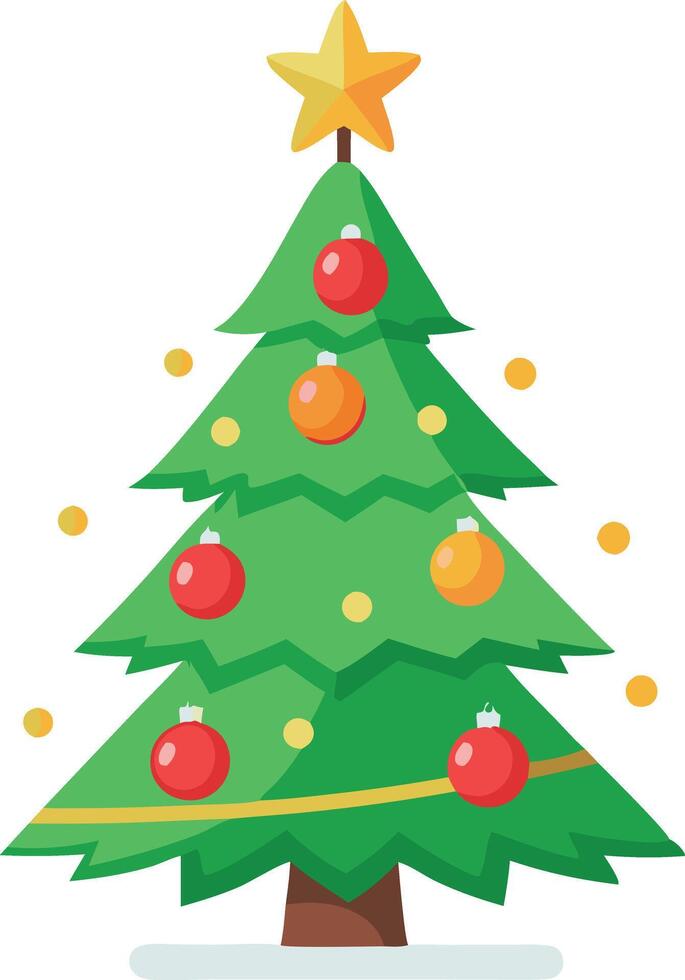 Christmas tree with lights and ornaments vector