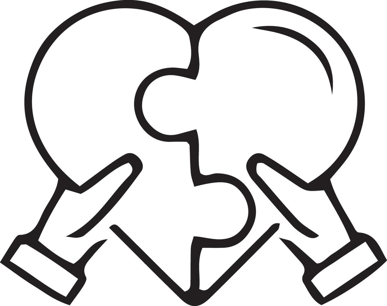 Two hand with broken heart icon designed for various teams. The design is clean and striking, making it ideal for logos, posters, t-shirts, and other graphic projects vector
