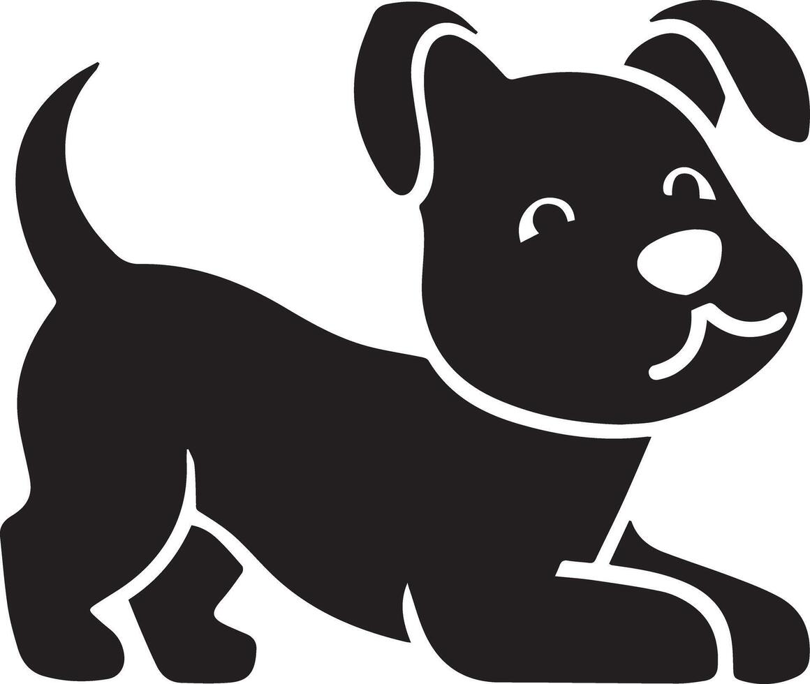 A icon of a cute dog in action, designed for various companies. The design is clean and striking, making it perfect for logos, posters, t-shirts, and other graphic projects vector