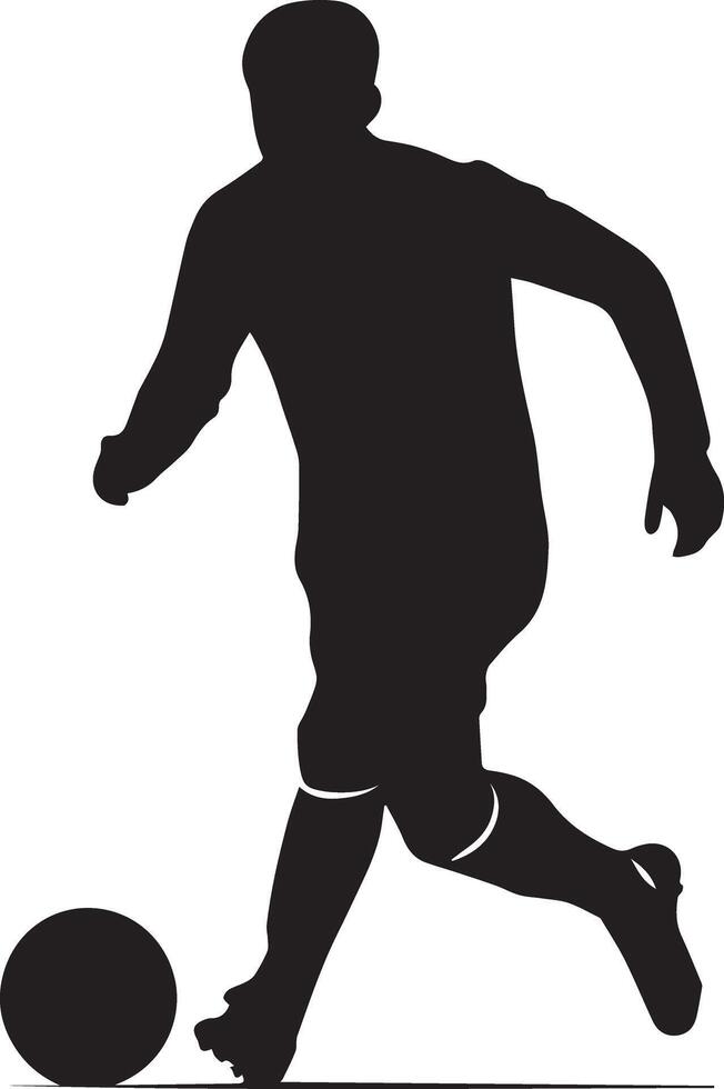 A football player with a black color soccer ball created for various teams. The design is clean and striking, making it perfect for logos, posters, t-shirts, and other graphic projects vector