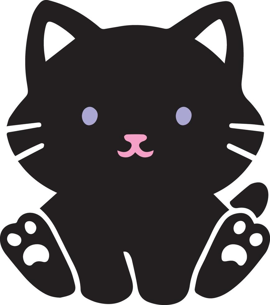 Cute adorable cat icon image designed for multipurpose use. Its sleek, minimalistic design makes it versatile for various applications, including logos, icons, and t-shirt designs vector