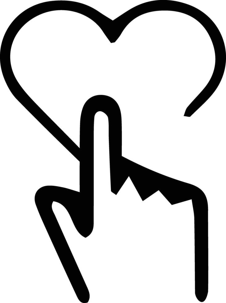 Click love button with hand icon designed for various teams. The design is clean and striking, making it ideal for logos, posters, t-shirts, and other graphic projects vector