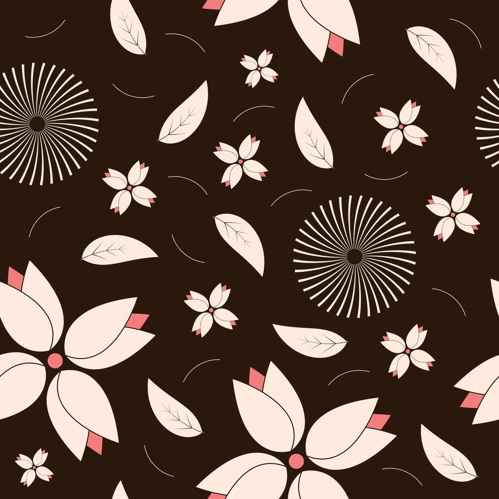 Beautiful leaf and flowers design seamless pattern vector
