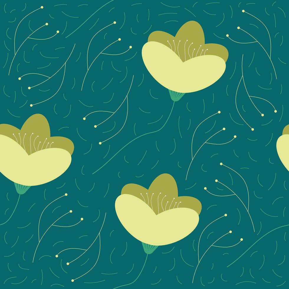 Yellow Flower Design Flora Seamless Pattern vector