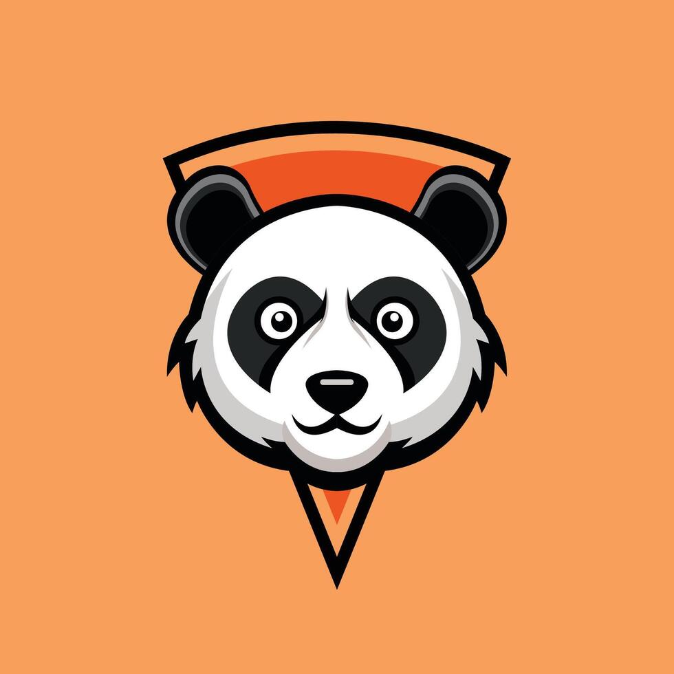 Panda face gaming logo design orange vector