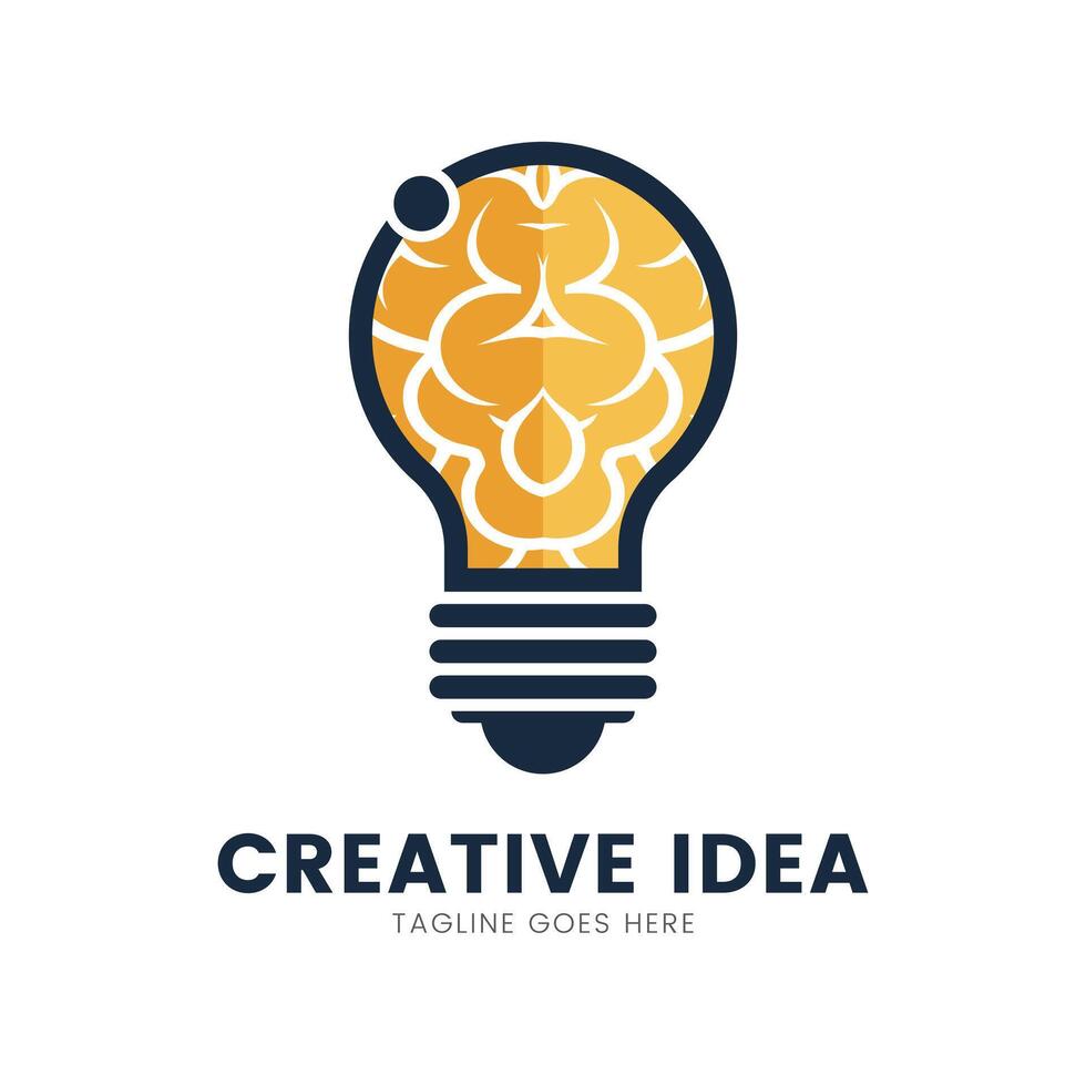 Creative Idea bulb and brain logo design vector