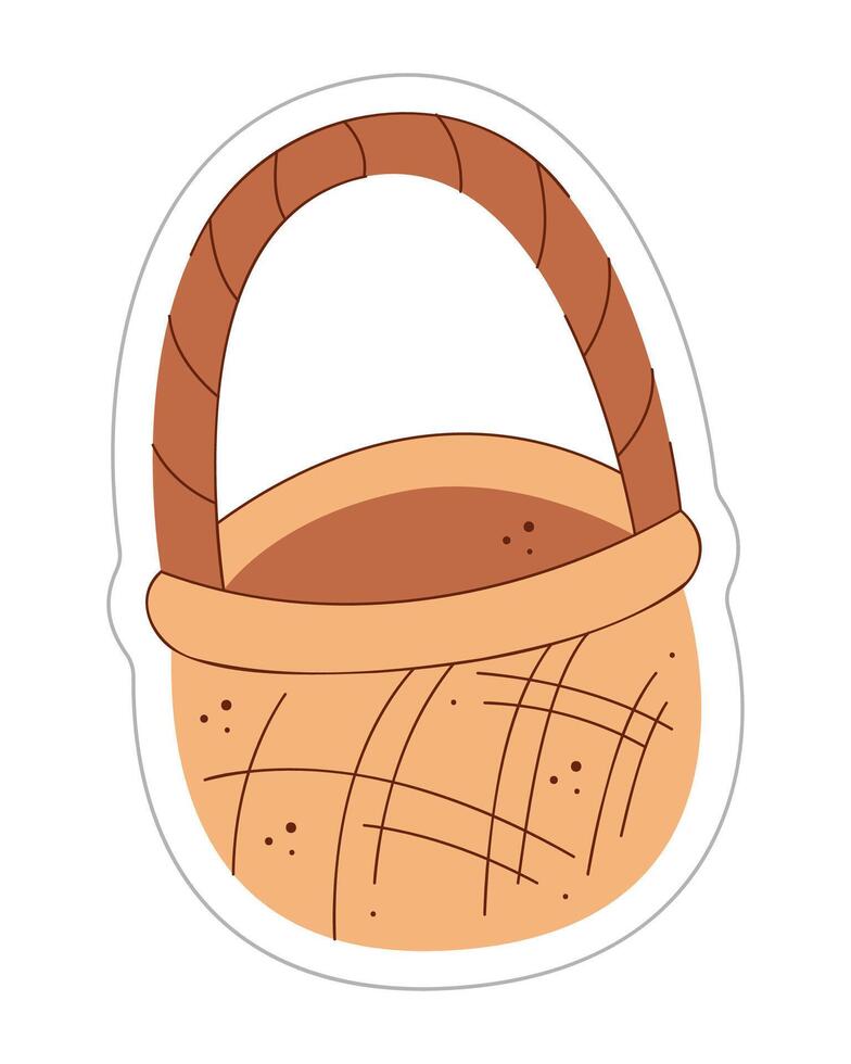 Sticker with basket. Color flat illustration. vector