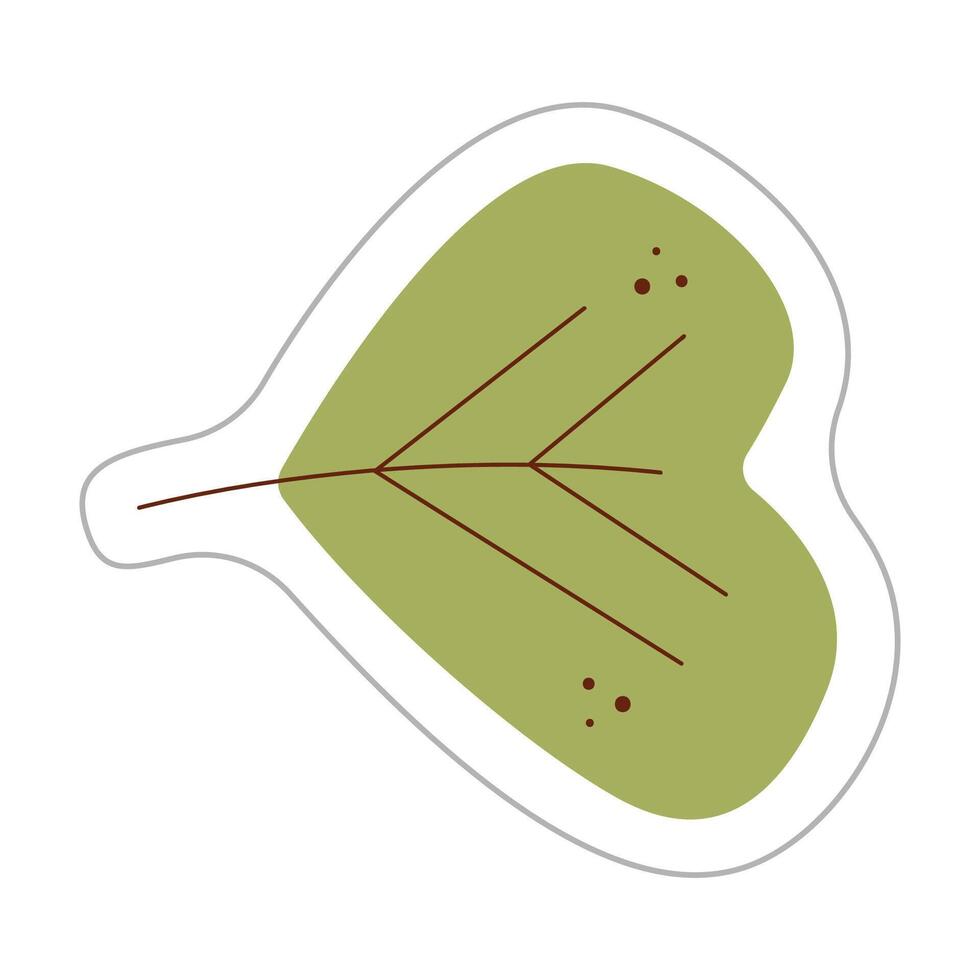 Sticker with abstract autumn leaf. Color flat illustration. vector