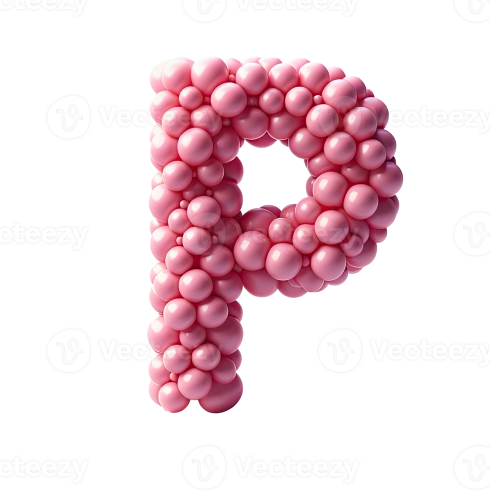 Pink letter p made of balloons png