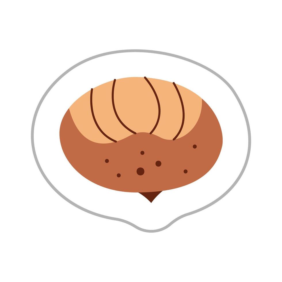 Sticker with abstract nut doodle. Color flat illustration. vector