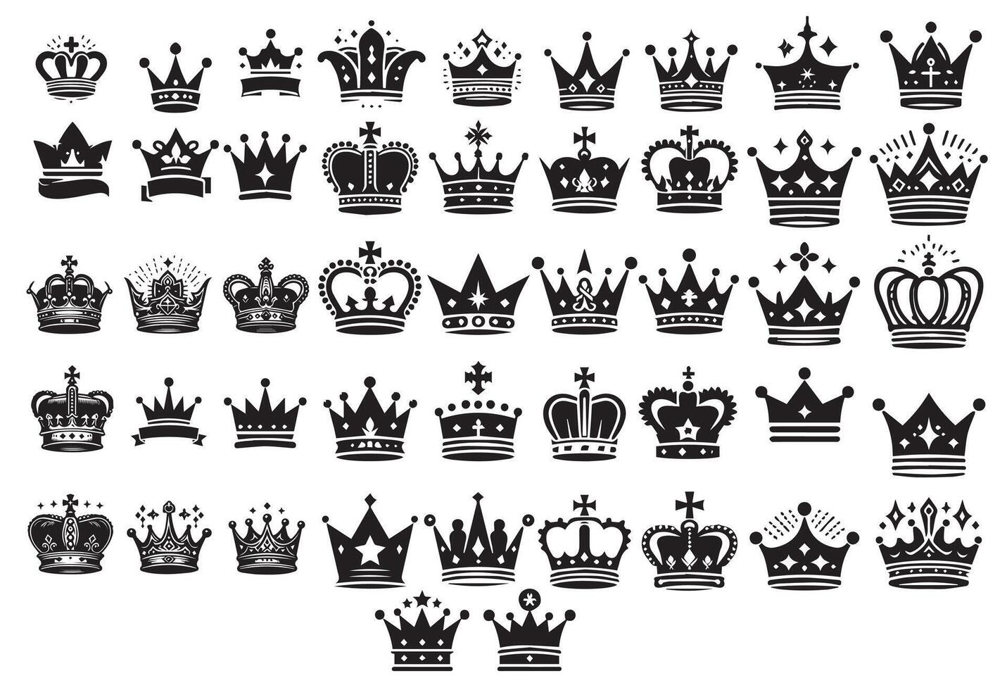 Crowns. Crown Icon Set. Collection of Crown Symbols vector