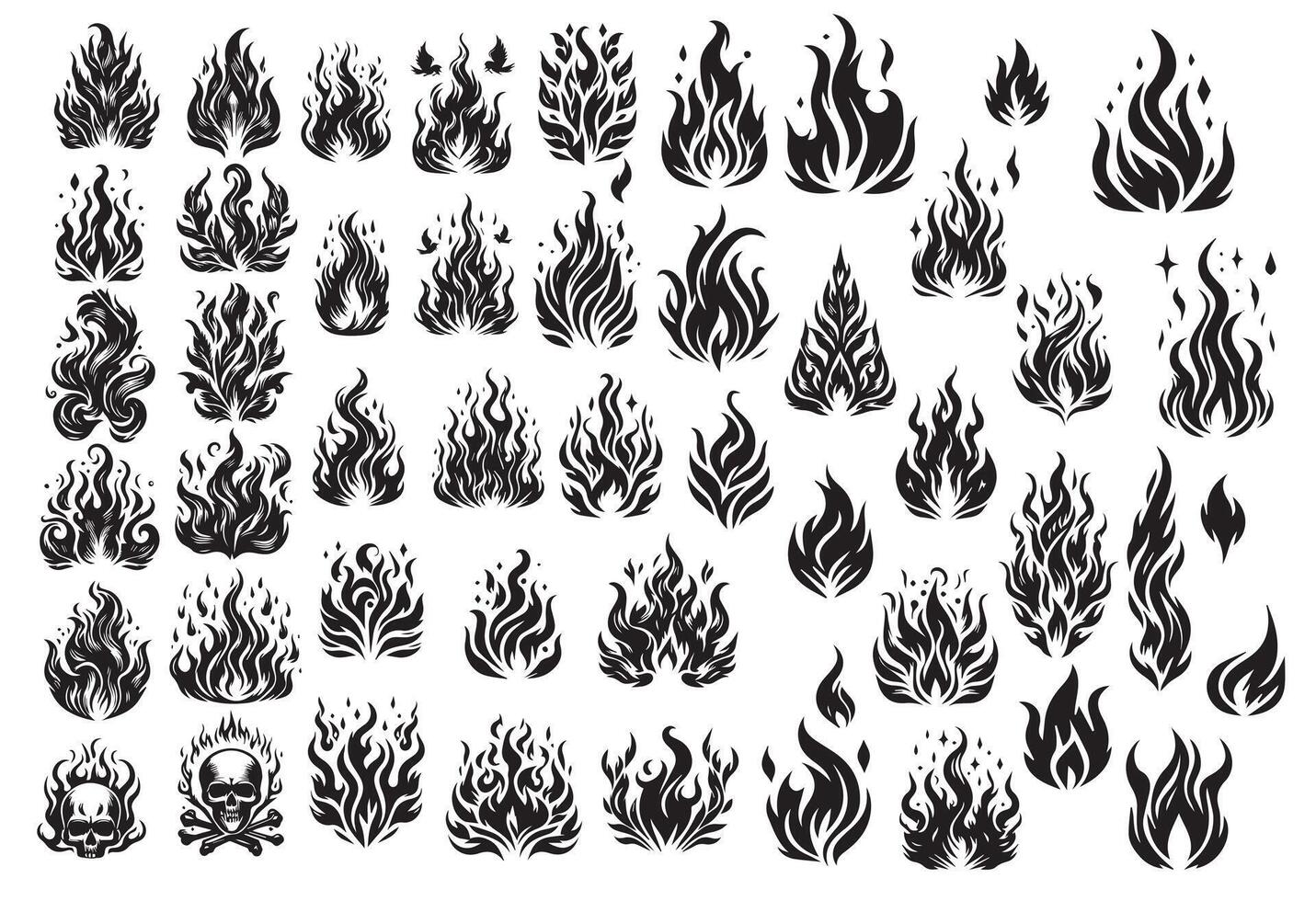 Fire Flame Isolated Icons vector