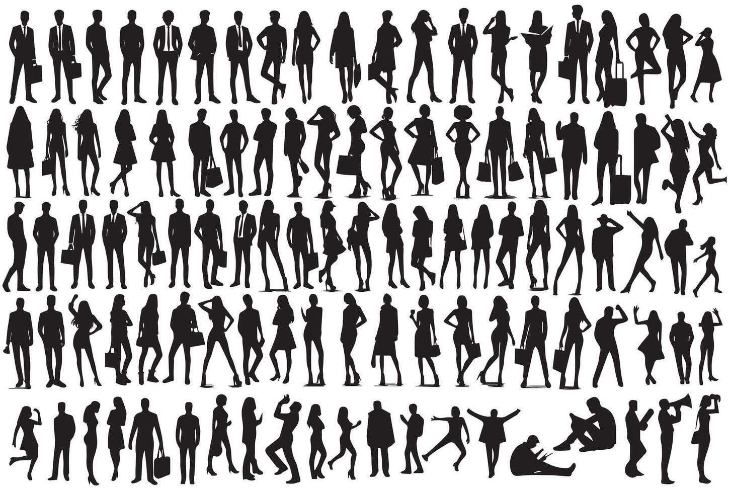 silhouettes of the people vector