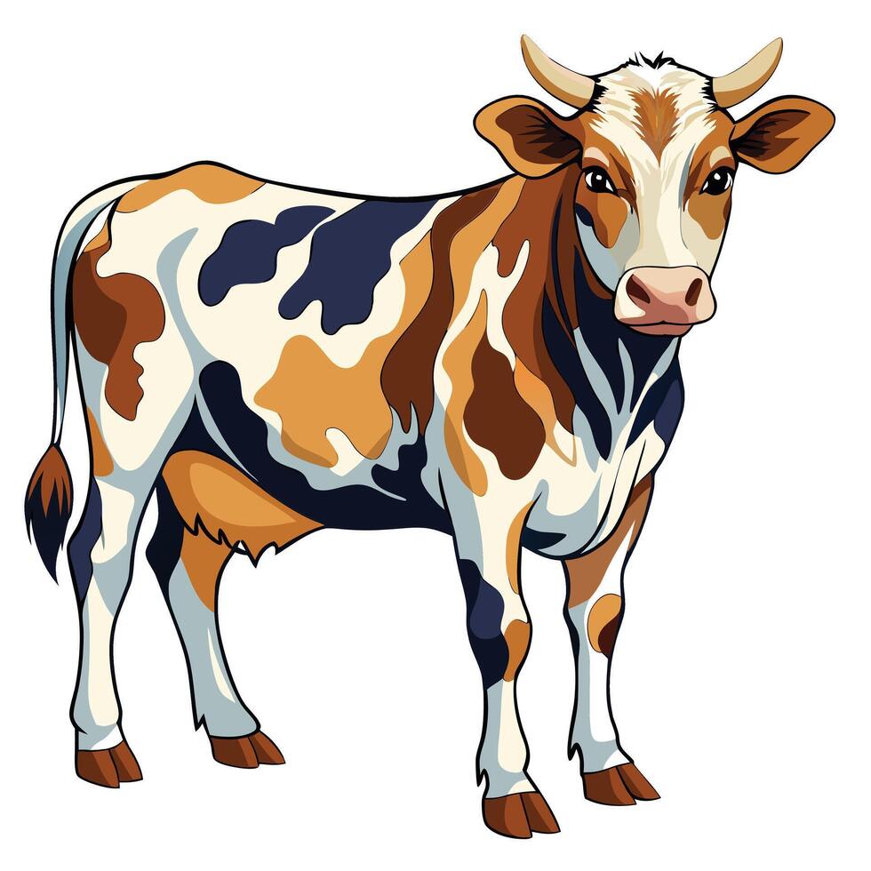 flat cow illustration vector