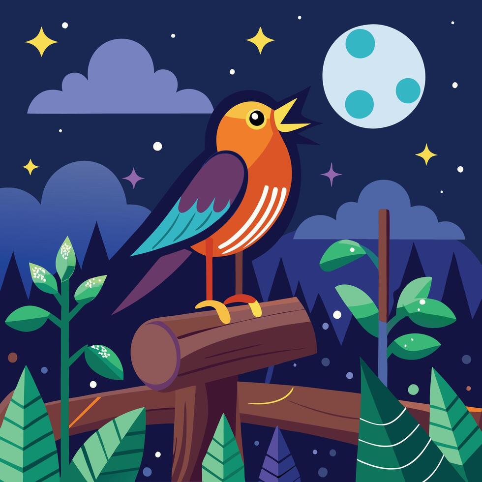 beautiful-flat nightingale isolated vector