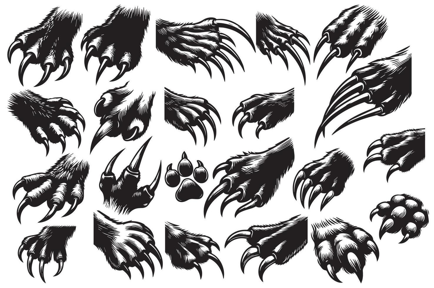 Claws scratches icon. Cat tiger scratches paw shape. vector